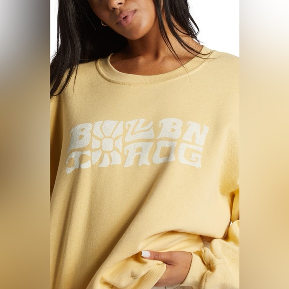 Billabong Yellow/White Twisties Kendall Graphic Cotton Blend Crewneck Sweatshirt - Picture 4 of 11